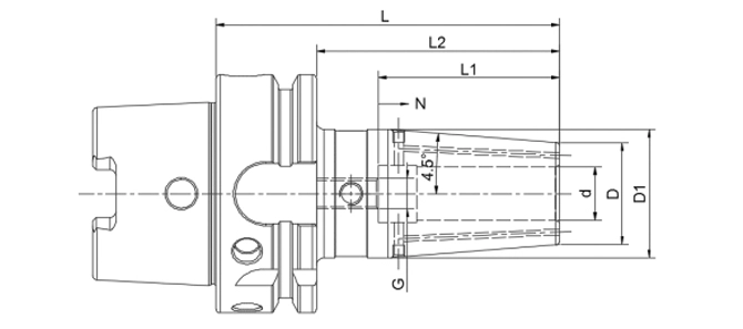 Thông số kỹ thuật của mâm cặp co HSK-A 4.5 °, chất làm mát