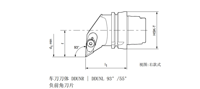 Đặc điểm kỹ thuật của công cụ tiện HSK-T ddunr | ddunl 93 °/55 °