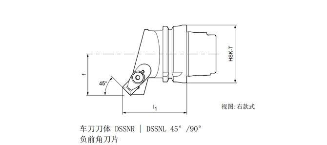 Đặc điểm kỹ thuật của dụng cụ tiện HSK t dssnr | dssnl 45 °/90 °