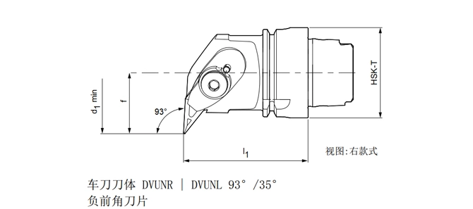 Đặc điểm kỹ thuật của công cụ tiện HSK-T dvunr | dvunl 93 °/35 °