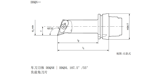 Đặc điểm kỹ thuật của dụng cụ tiện HSK-T ddqnr | ddqnl 107.5 °/55 °, dài
