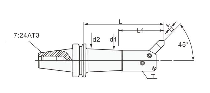 Thông số kỹ thuật của giá đỡ khoan tqc 45 ° với mũi khoan vuông