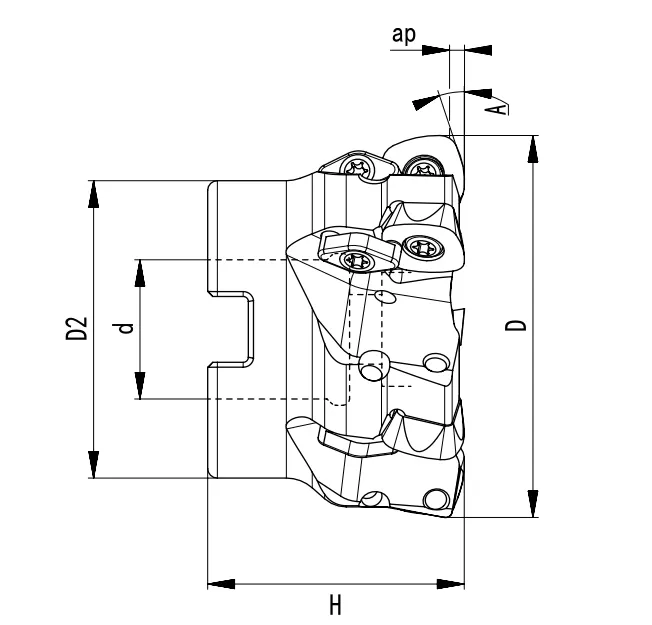 THÔNG SỐ KỸ THUẬT DAO PHAY MẶT CÓ TỐC ĐỘ TIẾN GIA CÔNG CAO SD1205
