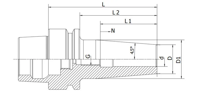 THÔNG SỐ KỸ THUẬT CỦA MÂM CẶP HSK-E KIỂU ÉP 4,5°