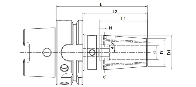 THÔNG SỐ KỸ THUẬT CỦA MÂM CẶP HSK-A ỐNG CO ÉP 4,5°, CÓ CHẤT LÀM MÁT