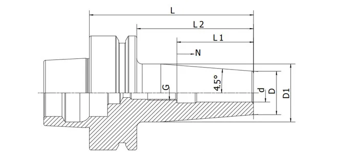 THÔNG SỐ KỸ THUẬT CỦA MÂM CẶP HSK-F KIỂU LẮP ÉP 4,5°