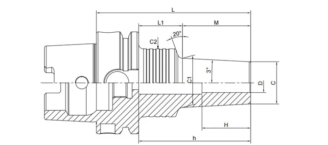 THÔNG SỐ KỸ THUẬT CỦA MÂM CẶP CO HSK-A 3° DẠNG THÔNG THƯỜNG A