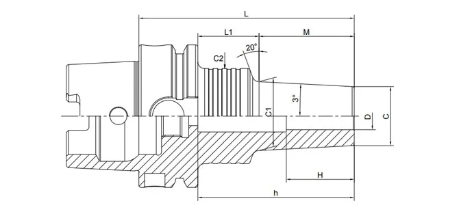 THÔNG SỐ KỸ THUẬT CỦA MÂM CẶP CO HSK-A 3° DẠNG THÔNG THƯỜNG B