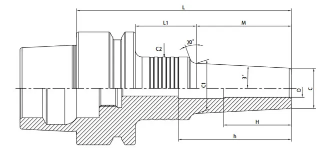 THÔNG SỐ KỸ THUẬT CỦA MÂM CẶP CO HSK-E, 3°, THÔNG THƯỜNG, CÓ CHẤT LÀM MÁT