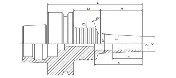 THÔNG SỐ KỸ THUẬT CỦA MÂM CẶP CO HSK-F, 3°, THÔNG THƯỜNG, CÓ CHẤT LÀM MÁT